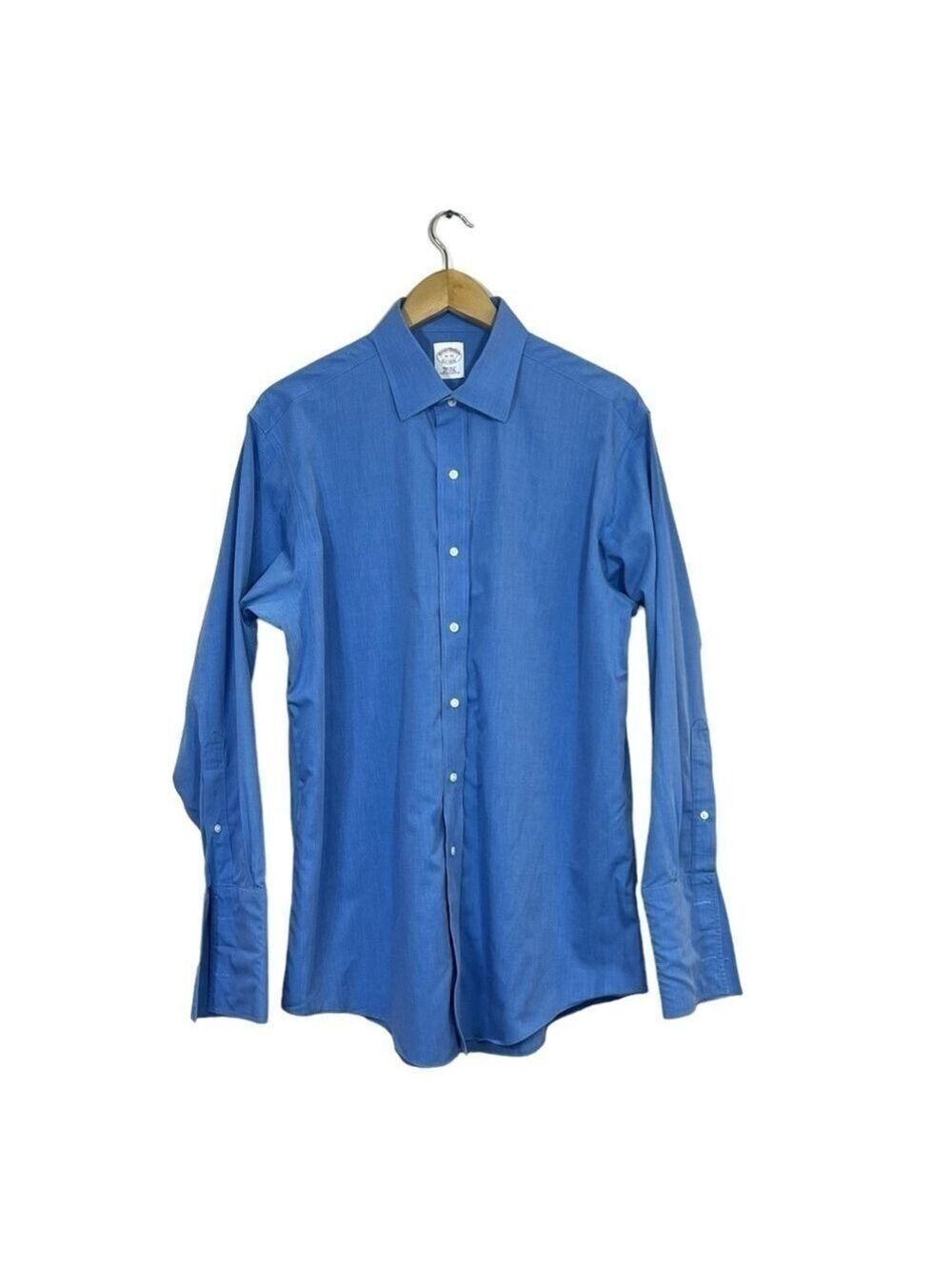 Brooks Brothers Men Blue Button Down Long Sleeve Non Iron Shirt Size 16/33